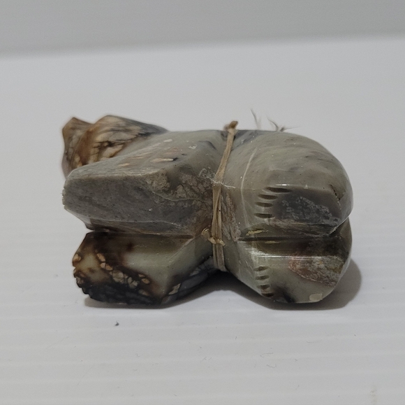 Vintage Native American Zuni Fetish Chunky Marble Onix Bear 2.25" Long - Signed. - Picture 5 of 7